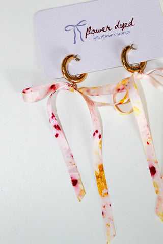 Short Silk Bow Earrings - Spring