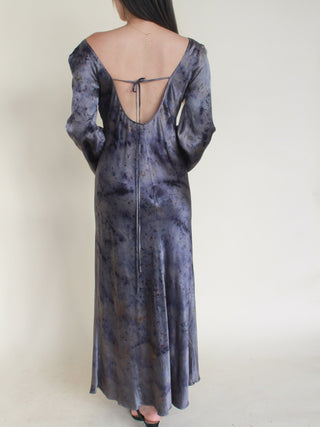 M - Long Sleeve Floor Length Silk Dress