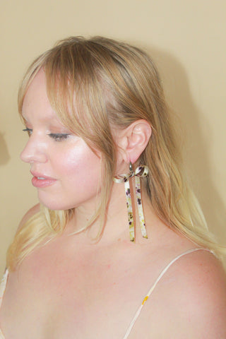 Short Silk Bow Earrings - Iron Forest