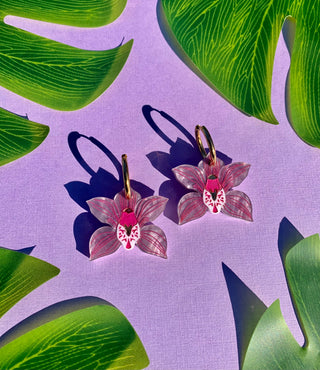 Orchid Hoop Earrings