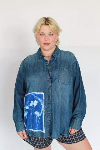 2X - Cyanotype Patch Button Down Top