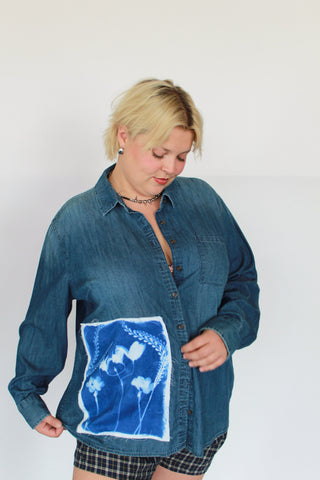 2X - Cyanotype Patch Button Down Top