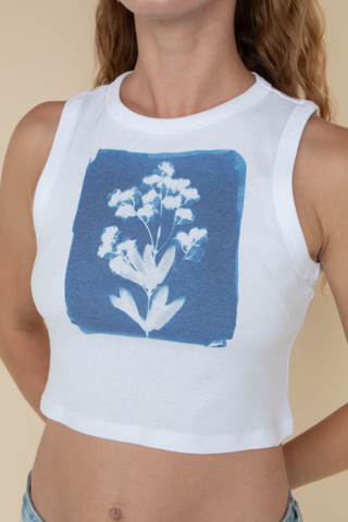 Cyanotype Flower Crop Tank (XS - 2X)