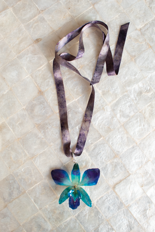 Large Blue Orchid Necklace
