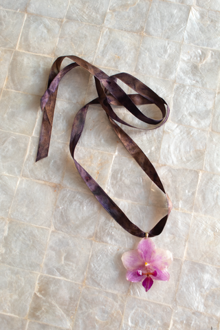 3-D Purple Orchid Necklace