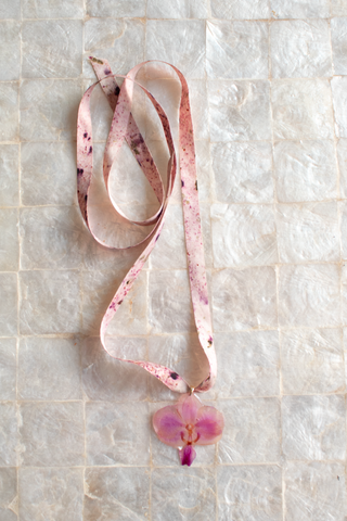 Pressed Pink Orchid Necklace