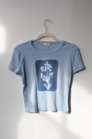 M - Short Sleeve Cyanotype Baby Tee - sample sale