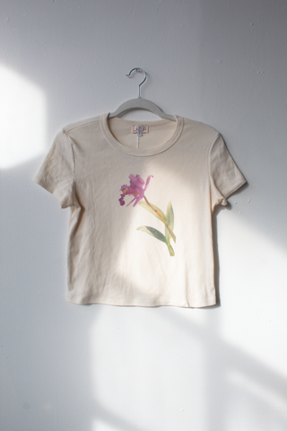 L - Short Sleeve Orchid Baby Tee - sample sale