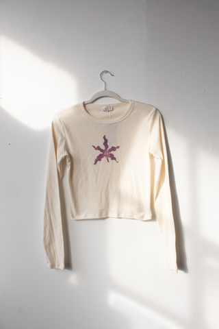 M - Long Sleeve Orchid Baby Tee - sample sale