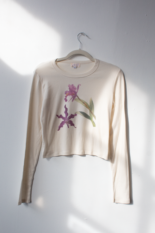 M - Long Sleeve Orchid Baby Tee - sample sale