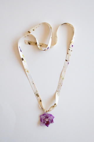 3-D Real Orchid Necklace