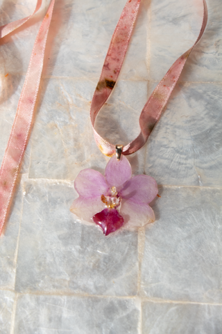 3-D Real Orchid Necklace