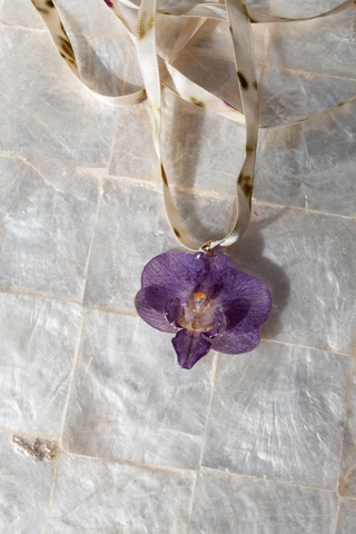 3-D Real Orchid Necklace