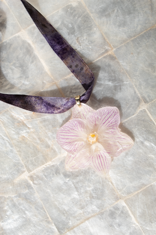 3-D Real Orchid Necklace