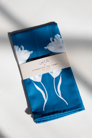 Cyanotype Tulip Kitchen Tea Towel