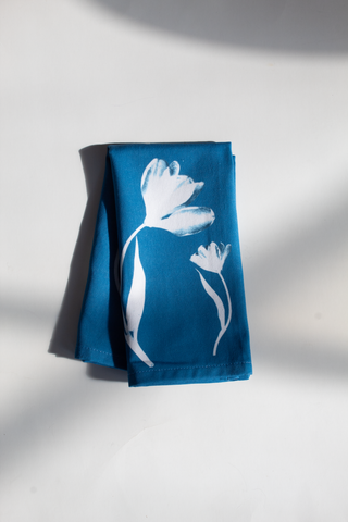 Cyanotype Tulip Kitchen Tea Towel
