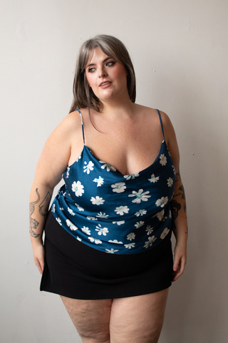 Cyanotype Flower Silk Tank Top (XXS - 4X) PREORDER