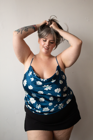 Cyanotype Flower Silk Tank Top (XXS - 4X) PREORDER
