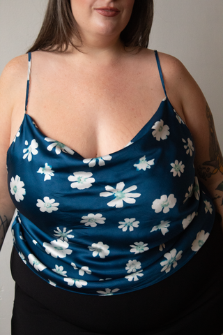 Cyanotype Flower Silk Tank Top (XXS - 4X) PREORDER