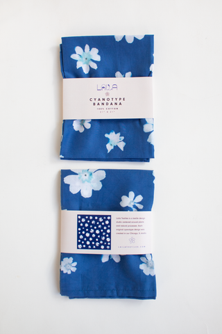 Flower Cyanotype Cotton Bandana