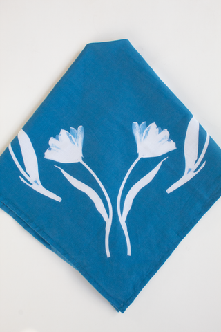 Tulip Cyanotype Cotton Bandana