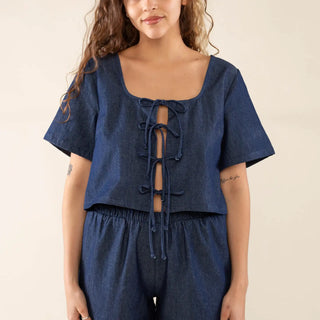 Dark Denim Tie Top - NLT