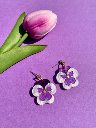 Mini Pansy Earrings